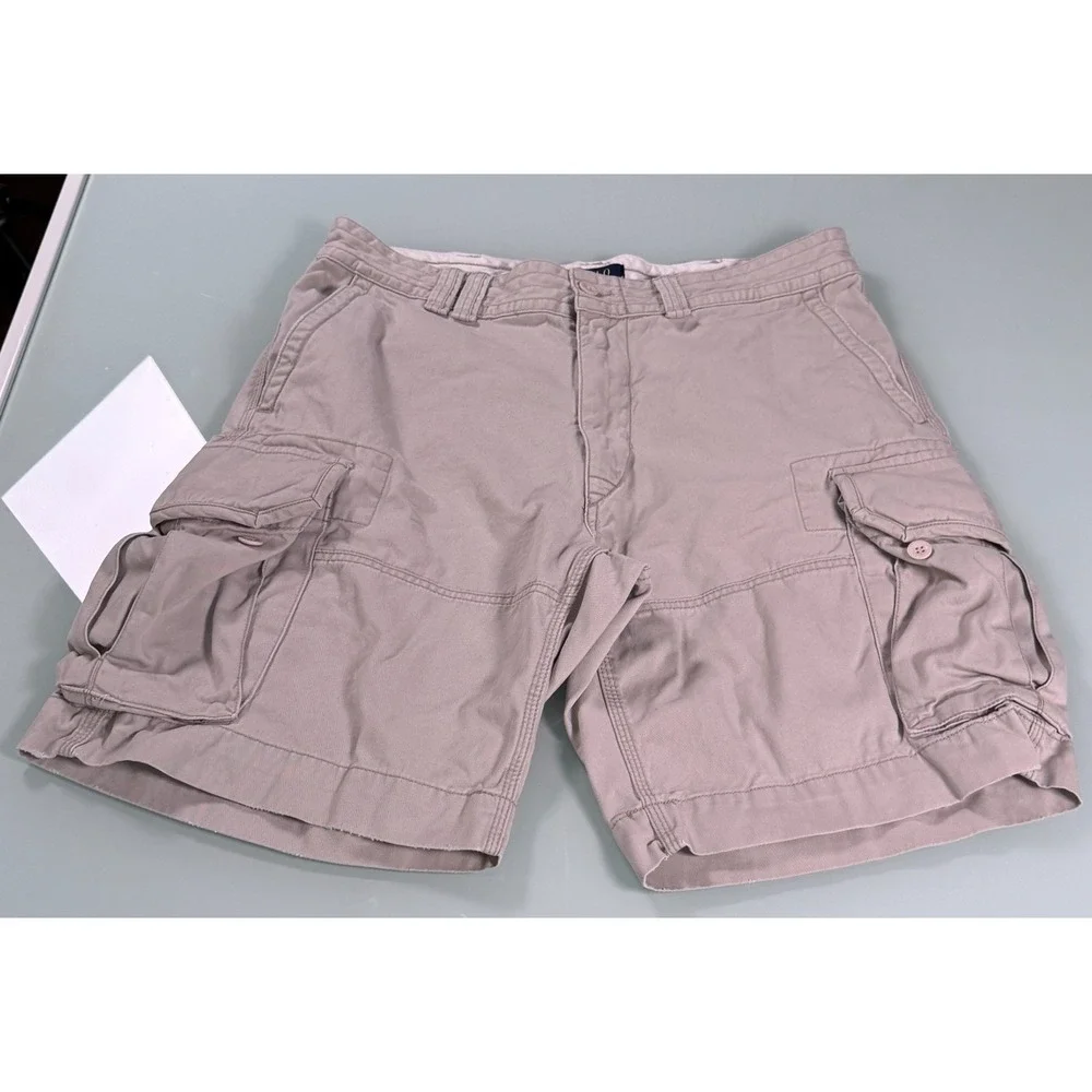 POLO RALPH LAUREN Khaki 100% Cotton Mens Cargo Shorts - 36x10